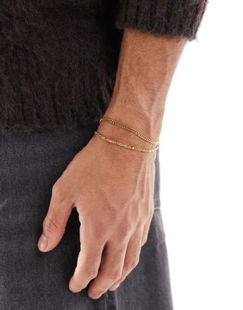 ASOS DESIGN – Zestaw 2 bransoletek łańcuszkowych ze stali nierdzewnej w odcieniu złota - view 1