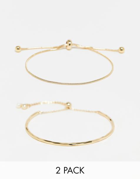 ASOS DESIGN – Zestaw 2 bransoletek z minimalistycznym detalem w kolorze złota - view 1