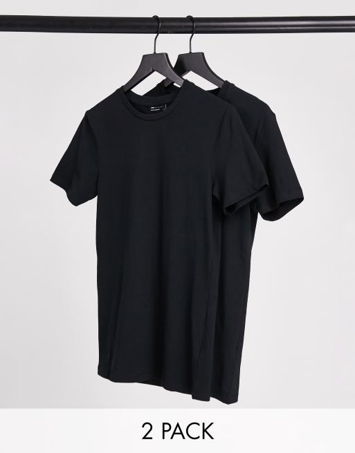 ASOS DESIGN – Zestaw 2 czarnych T-shirtów z okrągłym dekoltem o kroju podkreślającym sylwetkę