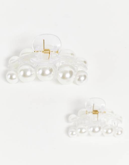 ASOS DESIGN – Zestaw 2 klamerek do włosów z perełkami, 3 z 4