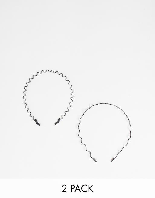 ASOS DESIGN – Zestaw 2 metalowych opasek na głowę w kolorze czarnym