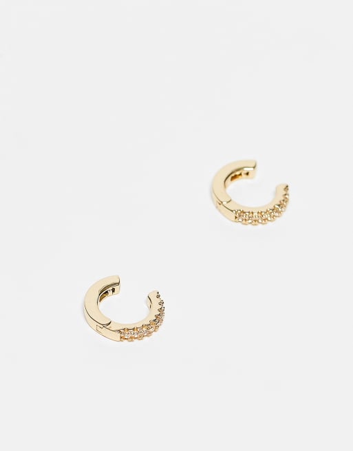 ASOS DESIGN – Zestaw 2 nausznic w kolorze złotym z kryształkami i regulowanym zawiasem