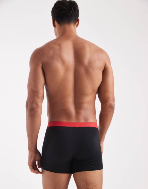 ASOS DESIGN – Zestaw 2 par czarnych bokserek z czerwonym paskiem, 2 z 3