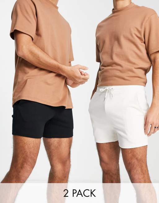 ASOS DESIGN – Zestaw 2 par krótkich obcisłych szortów z dżerseju w kolorze beżowym i czarnym