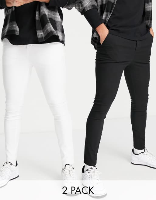 ASOS DESIGN – Zestaw 2 par obcisłych chinosów w kolorach czarnym i beżowym – W dobrej cenie!