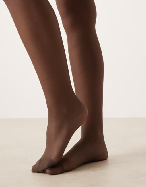 ASOS DESIGN – Zestaw 2 par rajstop 15 den w kolorze umbry, 2 z 3