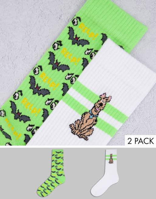 ASOS DESIGN – Zestaw 2 par skarpetek z motywem Halloween i Scooby Doo