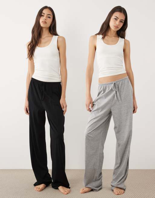 ASOS DESIGN – Mieszaj i łącz – Zestaw 2 piżam w kolorze czarnym i szarym melanżowym, 5 z 5