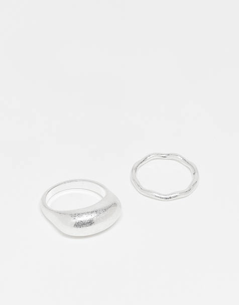 ASOS DESIGN – Zestaw 2 pierścionków w odcieniu szczotkowanego srebra - view 1