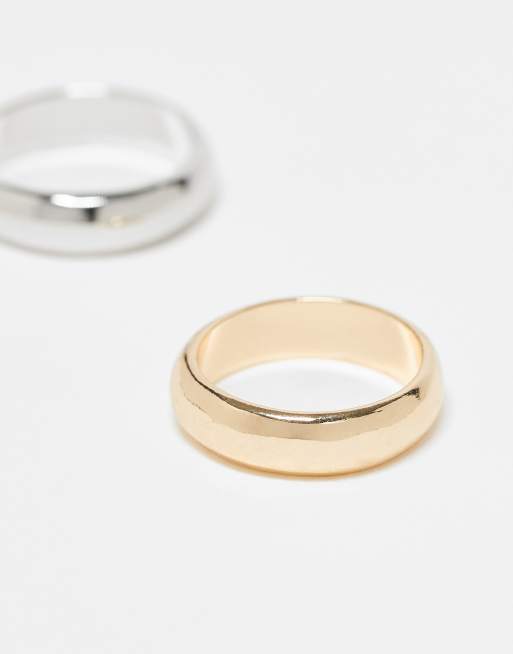 ASOS DESIGN – Zestaw 2 pierścionków z różnych metali, 2 z 3