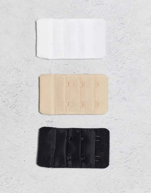 ASOS DESIGN – Zestaw 2 przedłużek zapięcia do biustonosza w kolorach białym, beżowym i czarnym