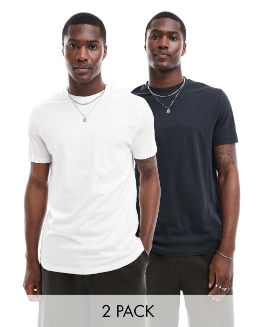 ASOS Design – Zestaw 2 T-shirtów z okrągłym dekoltem w kolorach czarnym i białym