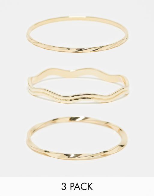 ASOS DESIGN – Zestaw 3 bransoletek w różnych wzorach w odcieniu złota