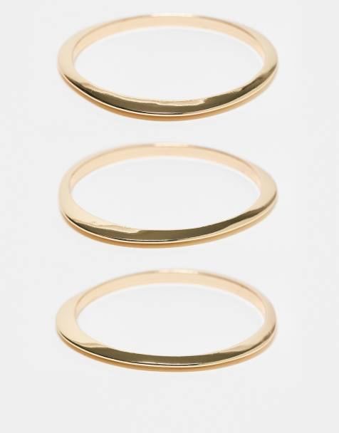 ASOS DESIGN – Zestaw 3 gładkich bransoletek w odcieniu złota - view 1