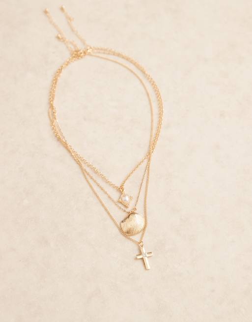 ASOS DESIGN – Zestaw 3 naszyjników w odcieniu złota z zawieszkami  