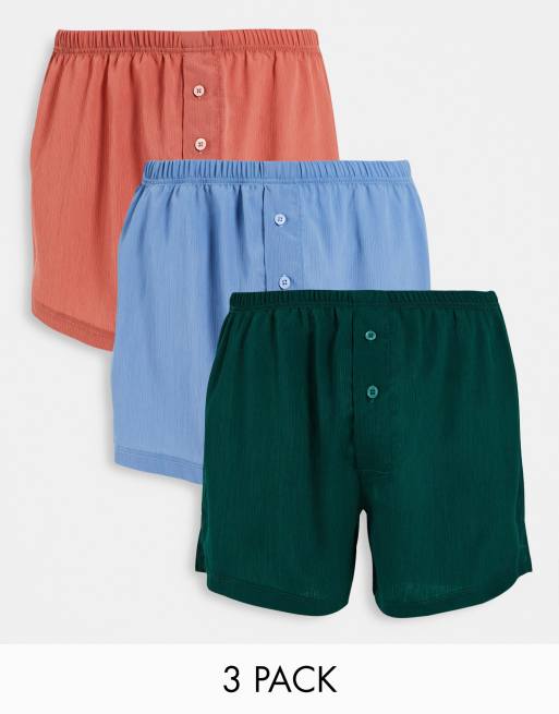 ASOS DESIGN – Zestaw 3 par bokserek z marszczonego materiału