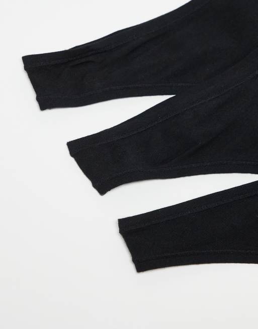ASOS DESIGN – Zestaw 3 par czarnych stringów z bawełny, 3 z 3