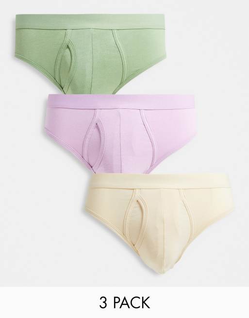 ASOS DESIGN – Zestaw 3 par majtek w pastelowych kolorach