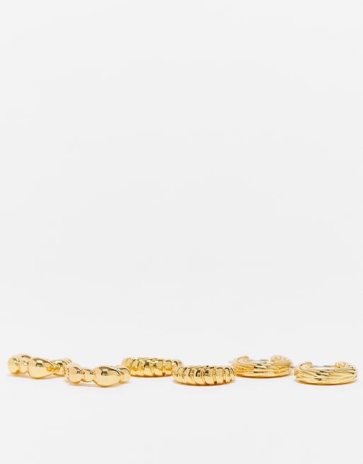 ASOS DESIGN – Zestaw 3 par powlekanych 14-karatowym złotem skręconych kolczyków-kół, 2 z 4