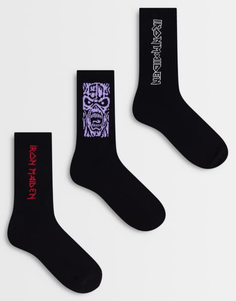 ASOS DESIGN – Zestaw 3 par skarpetek w różnych kolorach z grafiką Iron Maiden - view 1