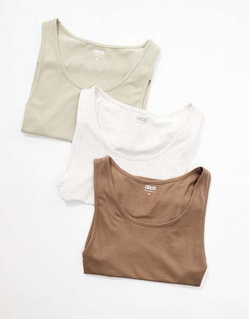 ASOS DESIGN – Zestaw 3 podkoszulków o kroju podkreślających sylwetkę w różnych kolorach