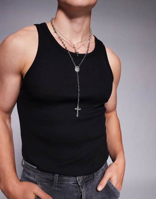 ASOS DESIGN – Zestaw 3 różańcowych naszyjników łańcuszkowych w kolorze srebrnym