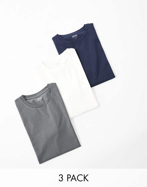 ASOS DESIGN – Zestaw 3 T-shirtów o kroju podkreślających sylwetkę w różnych kolorach