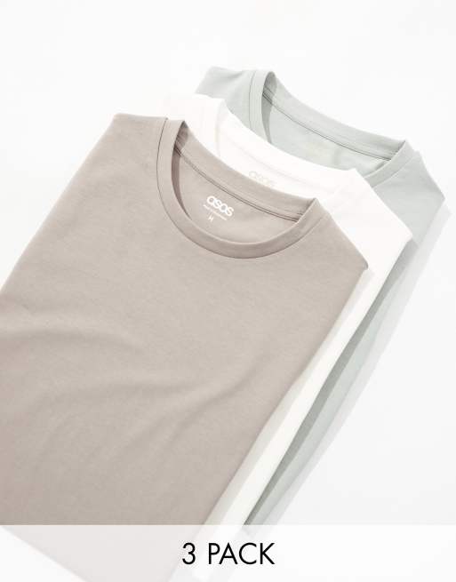 ASOS DESIGN – Zestaw 3 T-shirtów o kroju podkreślających sylwetkę w różnych kolorach