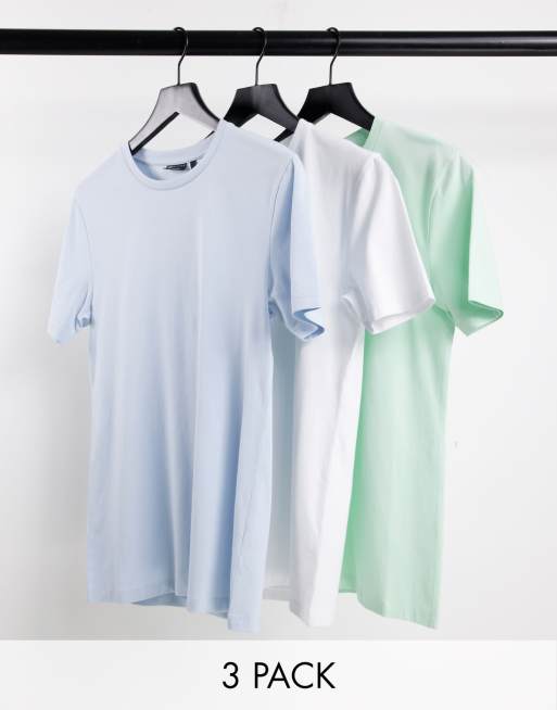 ASOS DESIGN – Zestaw 3 T-shirtów z okrągłym dekoltem o kroju podkreślającym sylwetkę w różnych kolorach