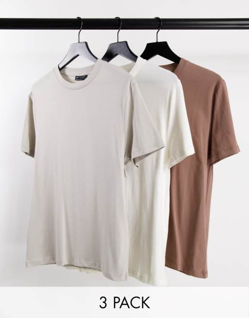 ASOS DESIGN – Zestaw 3 T-shirtów z okrągłym dekoltem w różnych kolorach – MULTI