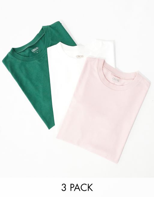 ASOS DESIGN – Zestaw 3 T-shirtów z okrągłym dekoltem w różnych kolorach