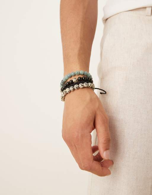 ASOS DESIGN – Zestaw 4 bransoletek ze sznurka i koralików w różnych kolorach