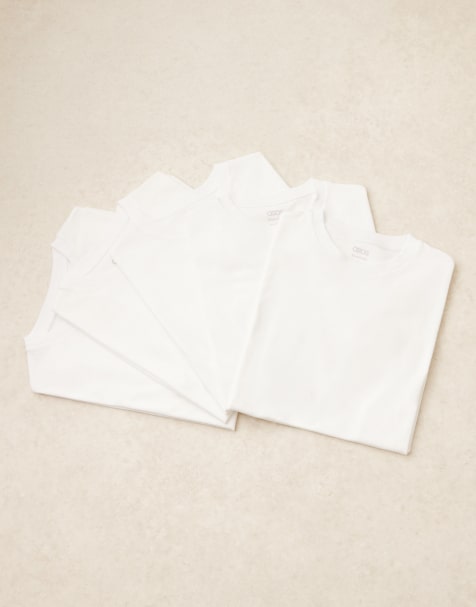 ASOS DESIGN – Zestaw 5 białych T-shirtów basic o regularnym kroju - view 1