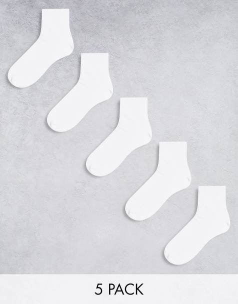 ASOS DESIGN – Zestaw 5 par białych skarpetek do kostki - view 1