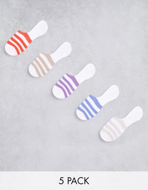 ASOS DESIGN – Zestaw 5 par białych skarpetek z paskami