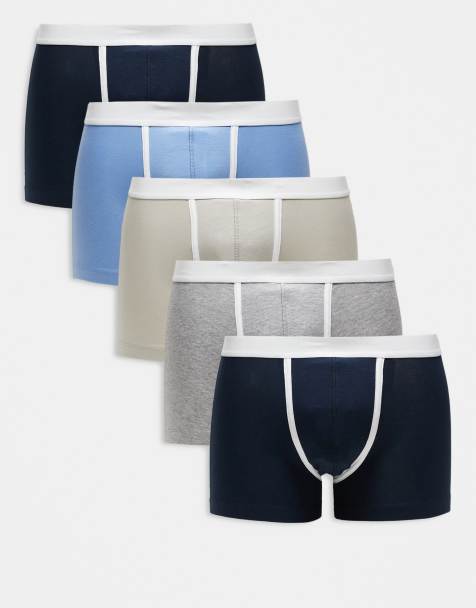 ASOS DESIGN – Zestaw 5 par bokserek w różnych kolorach z lamówkami - view 1