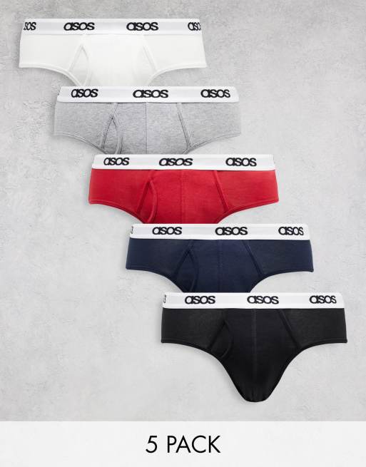 ASOS DESIGN – Zestaw 5 par fig z logo w pasie