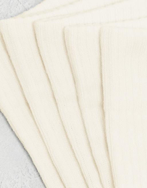 ASOS DESIGN – Zestaw 5 par kremowych skarpetek sportowych , 3 z 3