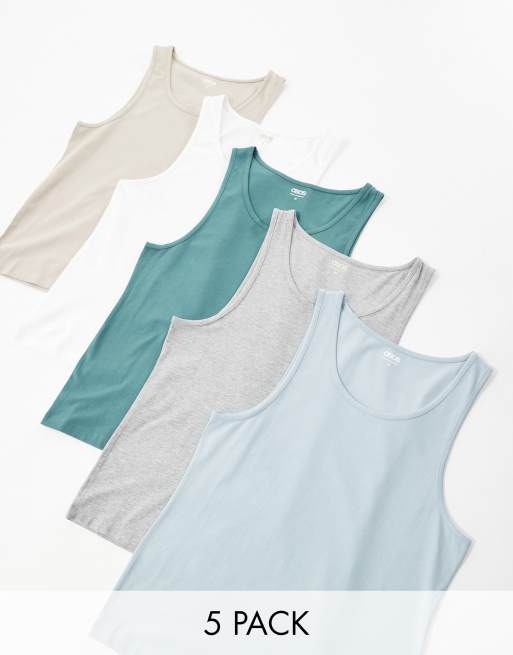 ASOS DESIGN – Zestaw 5 podkoszulków o kroju podkreślających sylwetkę w różnych kolorach