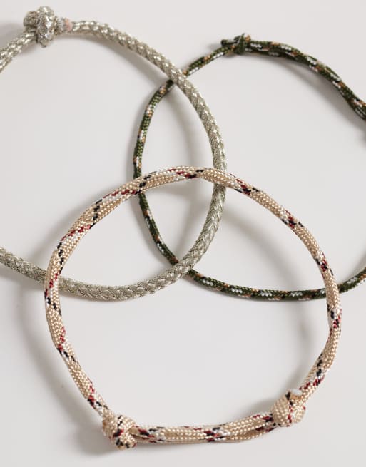 ASOS DESIGN – Zestaw 5 regulowanych bransoletek ze sznurka, w różnych kolorach, 2 z 3