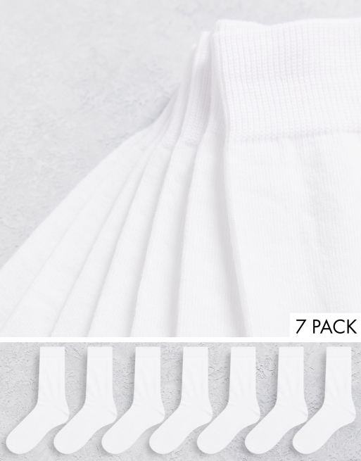ASOS DESIGN – Zestaw 7 par białych skarpetek do kostki