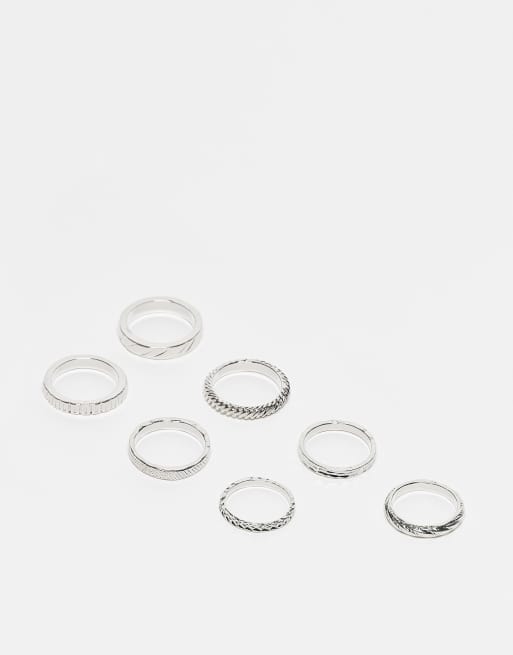 ASOS DESIGN – Zestaw 7 pierścionków w odcieniu oksydowanego srebra z wężowym motywem