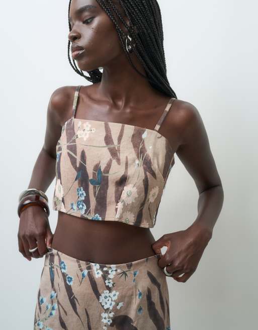 ASOS DESIGN – Wciągana spódnica midi we wzór w tygrysie paski i kwiaty, część zestawu, 2 z 3