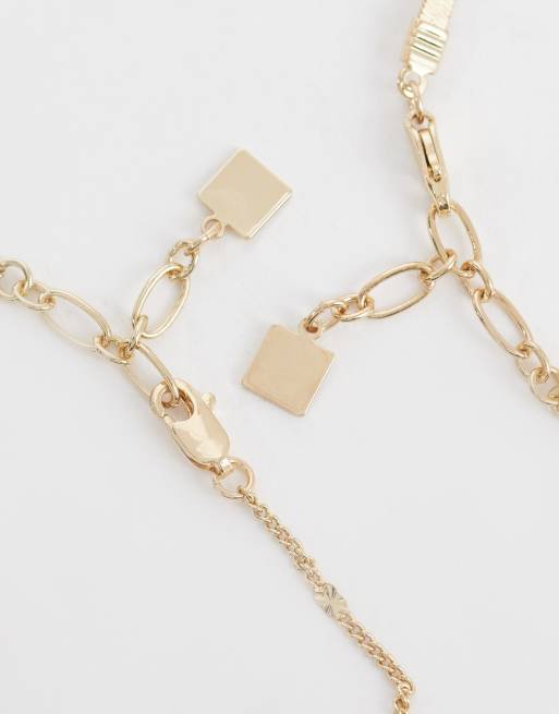 ASOS DESIGN – Zestaw dwóch bransoletek na kostkę w kolorze złotym, 2 z 3