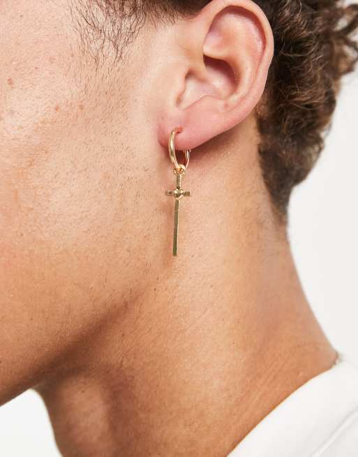 ASOS DESIGN – Zestaw kolczyków-kół i wkrętek z krzyżykiem w odcieniu złotym