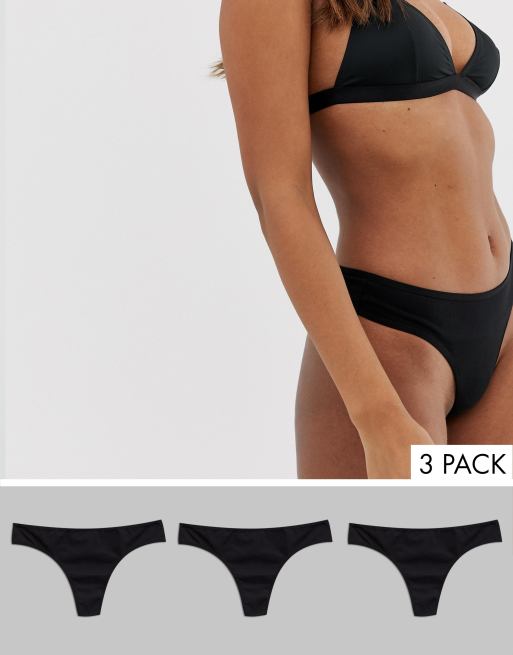 ASOS DESIGN – Zestaw 3 par thongów z dżerseju o wysokiej zawartości bawełny