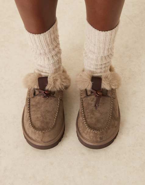 ASOS DESIGN Zeta moccasin mule slipper in grey - view 1