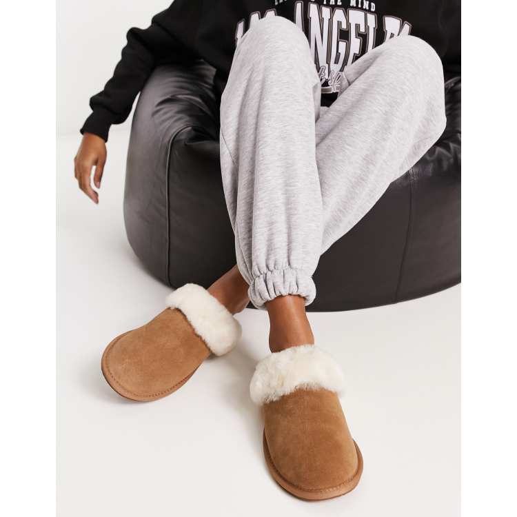 Asos design nola premium sheepskin slippers in beige new arrivals