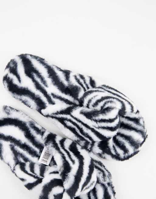 ASOS DESIGN - Zeve - Chaussons style mules à brides torsadées - Motif zèbre, 3 de 4