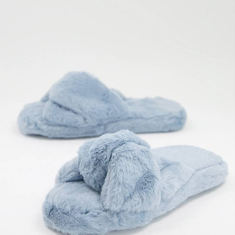 Zeve Asos Donna Abbigliamento Abbigliamento per la notte Loungewear Pantofole sliders con fasce incrociate azzurro chiaro 